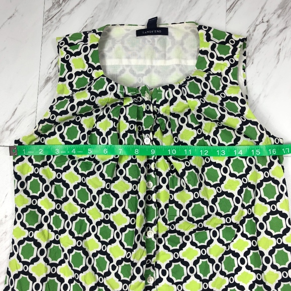 Lands End Green Print Top Size XSMALL EUC! - Picture 3 of 6